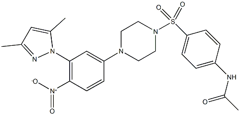 N-{4-[(4-{3-(3,5-dimethyl-1H-pyrazol-1-yl)-4-nitrophenyl}piperazin-1-yl)sulfonyl]phenyl}acetamide Struktur