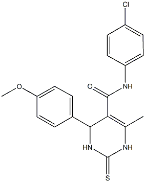 N-(4-chlorophenyl)-6-methyl-4-[4-(methyloxy)phenyl]-2-thioxo-1,2,3,4-tetrahydropyrimidine-5-carboxamide Struktur