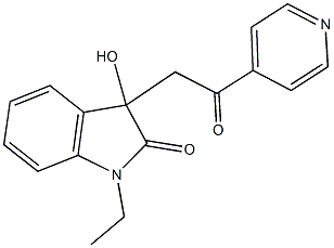 1-ethyl-3-hydroxy-3-[2-oxo-2-(4-pyridinyl)ethyl]-1,3-dihydro-2H-indol-2-one Struktur