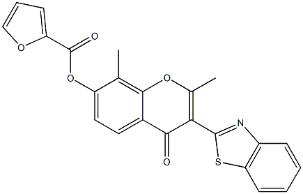 3-(1,3-benzothiazol-2-yl)-2,8-dimethyl-4-oxo-4H-chromen-7-yl 2-furoate Struktur