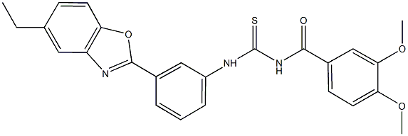 N-(3,4-dimethoxybenzoyl)-N'-[3-(5-ethyl-1,3-benzoxazol-2-yl)phenyl]thiourea Struktur