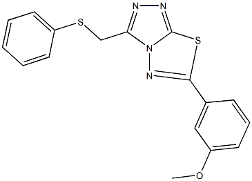 methyl 3-{3-[(phenylsulfanyl)methyl][1,2,4]triazolo[3,4-b][1,3,4]thiadiazol-6-yl}phenyl ether Struktur