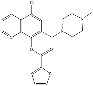 5-chloro-7-[(4-methyl-1-piperazinyl)methyl]-8-quinolinyl 2-thiophenecarboxylate Struktur