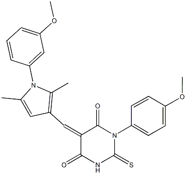 1-(4-methoxyphenyl)-5-{[1-(3-methoxyphenyl)-2,5-dimethyl-1H-pyrrol-3-yl]methylene}-2-thioxodihydro-4,6(1H,5H)-pyrimidinedione Struktur