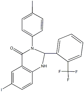 6-iodo-3-(4-methylphenyl)-2-[2-(trifluoromethyl)phenyl]-2,3-dihydro-4(1H)-quinazolinone Struktur