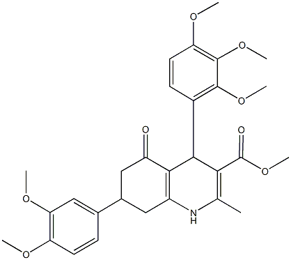 methyl 7-(3,4-dimethoxyphenyl)-2-methyl-5-oxo-4-(2,3,4-trimethoxyphenyl)-1,4,5,6,7,8-hexahydro-3-quinolinecarboxylate Struktur