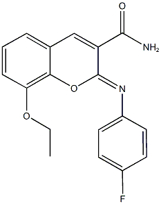 8-ethoxy-2-[(4-fluorophenyl)imino]-2H-chromene-3-carboxamide Struktur