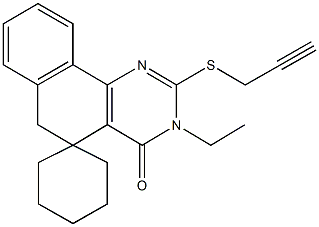 3-ethyl-2-(2-propynylsulfanyl)-5,6-dihydrospiro(benzo[h]quinazoline-5,1'-cyclohexane)-4(3H)-one Struktur