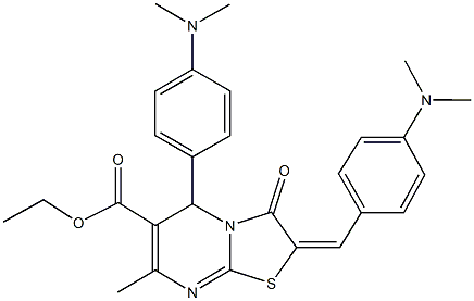 ethyl 2-[4-(dimethylamino)benzylidene]-5-[4-(dimethylamino)phenyl]-7-methyl-3-oxo-2,3-dihydro-5H-[1,3]thiazolo[3,2-a]pyrimidine-6-carboxylate Struktur