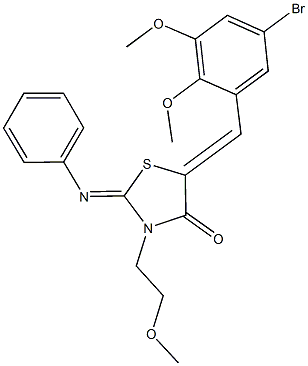 5-(5-bromo-2,3-dimethoxybenzylidene)-3-(2-methoxyethyl)-2-(phenylimino)-1,3-thiazolidin-4-one Struktur