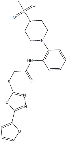 2-{[5-(2-furyl)-1,3,4-oxadiazol-2-yl]sulfanyl}-N-{2-[4-(methylsulfonyl)-1-piperazinyl]phenyl}acetamide Struktur