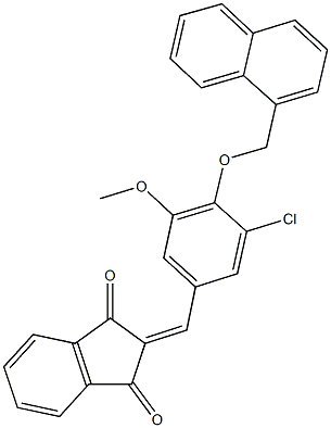 2-[3-chloro-5-methoxy-4-(1-naphthylmethoxy)benzylidene]-1H-indene-1,3(2H)-dione Struktur