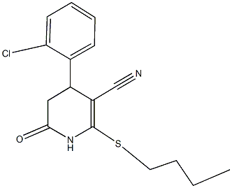 2-(butylsulfanyl)-4-(2-chlorophenyl)-6-oxo-1,4,5,6-tetrahydro-3-pyridinecarbonitrile Struktur