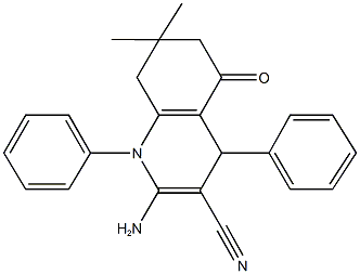 2-amino-7,7-dimethyl-5-oxo-1,4-diphenyl-1,4,5,6,7,8-hexahydro-3-quinolinecarbonitrile Struktur