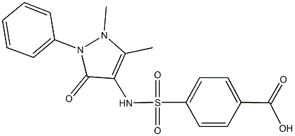 4-{[(1,5-dimethyl-3-oxo-2-phenyl-2,3-dihydro-1H-pyrazol-4-yl)amino]sulfonyl}benzoic acid Struktur