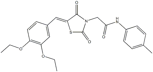 2-[5-(3,4-diethoxybenzylidene)-2,4-dioxo-1,3-thiazolidin-3-yl]-N-(4-methylphenyl)acetamide Struktur