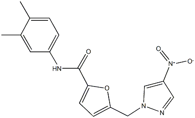 N-(3,4-dimethylphenyl)-5-({4-nitro-1H-pyrazol-1-yl}methyl)-2-furamide Struktur