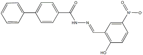 N'-{2-hydroxy-5-nitrobenzylidene}[1,1'-biphenyl]-4-carbohydrazide Struktur