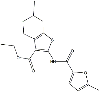 ethyl 6-methyl-2-[(5-methyl-2-furoyl)amino]-4,5,6,7-tetrahydro-1-benzothiophene-3-carboxylate Struktur