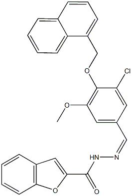 N'-[3-chloro-5-methoxy-4-(1-naphthylmethoxy)benzylidene]-1-benzofuran-2-carbohydrazide Struktur