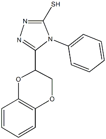 5-(2,3-dihydro-1,4-benzodioxin-2-yl)-4-phenyl-4H-1,2,4-triazol-3-yl hydrosulfide Struktur