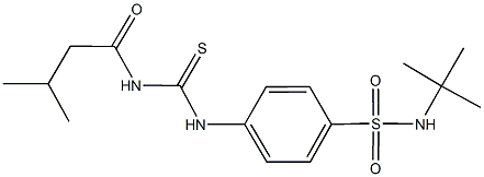 N-(tert-butyl)-4-({[(3-methylbutanoyl)amino]carbothioyl}amino)benzenesulfonamide Struktur