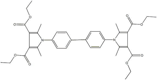 diethyl 1-{4'-[3,4-bis(ethoxycarbonyl)-2,5-dimethyl-1H-pyrrol-1-yl][1,1'-biphenyl]-4-yl}-2,5-dimethyl-1H-pyrrole-3,4-dicarboxylate Struktur