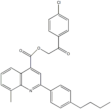 2-(4-chlorophenyl)-2-oxoethyl 2-(4-butylphenyl)-8-methyl-4-quinolinecarboxylate Struktur