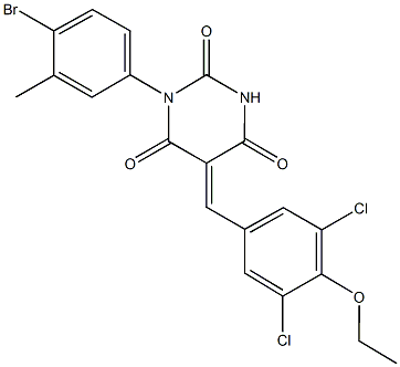 1-(4-bromo-3-methylphenyl)-5-(3,5-dichloro-4-ethoxybenzylidene)-2,4,6(1H,3H,5H)-pyrimidinetrione Struktur