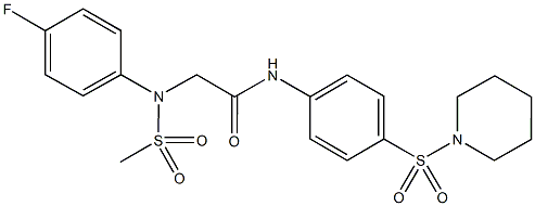 2-[4-fluoro(methylsulfonyl)anilino]-N-[4-(1-piperidinylsulfonyl)phenyl]acetamide Struktur