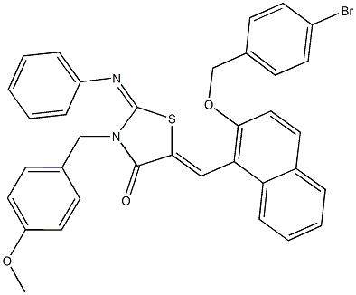 5-({2-[(4-bromobenzyl)oxy]-1-naphthyl}methylene)-3-(4-methoxybenzyl)-2-(phenylimino)-1,3-thiazolidin-4-one Struktur