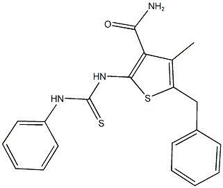 2-[(anilinocarbothioyl)amino]-5-benzyl-4-methyl-3-thiophenecarboxamide Struktur