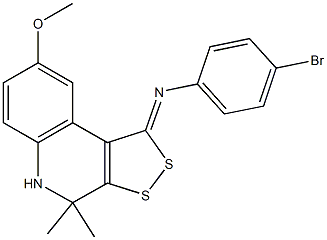 N-(4-bromophenyl)-N-(8-methoxy-4,4-dimethyl-4,5-dihydro-1H-[1,2]dithiolo[3,4-c]quinolin-1-ylidene)amine Struktur