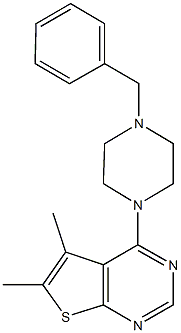 4-(4-benzyl-1-piperazinyl)-5,6-dimethylthieno[2,3-d]pyrimidine Struktur