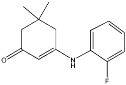 3-(2-fluoroanilino)-5,5-dimethyl-2-cyclohexen-1-one Struktur