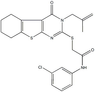 N-(3-chlorophenyl)-2-{[3-(2-methyl-2-propenyl)-4-oxo-3,4,5,6,7,8-hexahydro[1]benzothieno[2,3-d]pyrimidin-2-yl]sulfanyl}acetamide Struktur