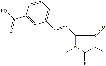 3-[(1,3-dimethyl-5-oxo-2-thioxo-4-imidazolidinyl)diazenyl]benzoic acid Struktur