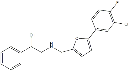 2-({[5-(3-chloro-4-fluorophenyl)-2-furyl]methyl}amino)-1-phenylethanol Struktur