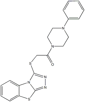 2-oxo-2-(4-phenyl-1-piperazinyl)ethyl [1,2,4]triazolo[3,4-b][1,3]benzothiazol-3-yl sulfide Struktur