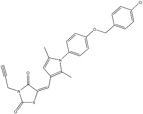 5-[(1-{4-[(4-chlorobenzyl)oxy]phenyl}-2,5-dimethyl-1H-pyrrol-3-yl)methylene]-3-(2-propynyl)-1,3-thiazolidine-2,4-dione Struktur