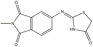 2-methyl-5-[(4-oxo-1,3-thiazolidin-2-ylidene)amino]-1H-isoindole-1,3(2H)-dione Struktur