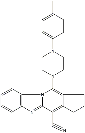 11-[4-(4-methylphenyl)-1-piperazinyl]-2,3-dihydro-1H-cyclopenta[4,5]pyrido[1,2-a]benzimidazole-4-carbonitrile Struktur