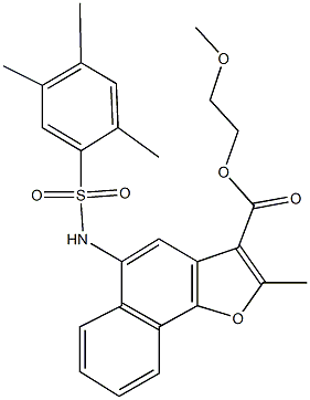 2-methoxyethyl 2-methyl-5-{[(2,4,5-trimethylphenyl)sulfonyl]amino}naphtho[1,2-b]furan-3-carboxylate Struktur