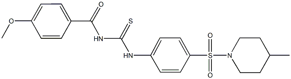 N-(4-methoxybenzoyl)-N'-{4-[(4-methylpiperidin-1-yl)sulfonyl]phenyl}thiourea Struktur