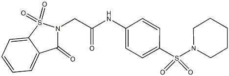 2-(1,1-dioxido-3-oxo-1,2-benzisothiazol-2(3H)-yl)-N-[4-(1-piperidinylsulfonyl)phenyl]acetamide Struktur