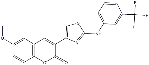 6-(methyloxy)-3-(2-{[3-(trifluoromethyl)phenyl]amino}-1,3-thiazol-4-yl)-2H-chromen-2-one Struktur