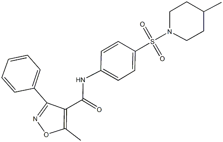 5-methyl-N-{4-[(4-methylpiperidin-1-yl)sulfonyl]phenyl}-3-phenylisoxazole-4-carboxamide Struktur