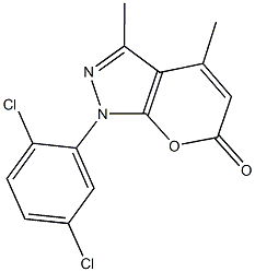 1-(2,5-dichlorophenyl)-3,4-dimethylpyrano[2,3-c]pyrazol-6(1H)-one Struktur