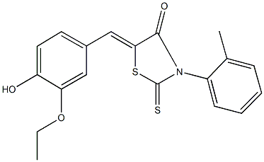 5-(3-ethoxy-4-hydroxybenzylidene)-3-(2-methylphenyl)-2-thioxo-1,3-thiazolidin-4-one Struktur