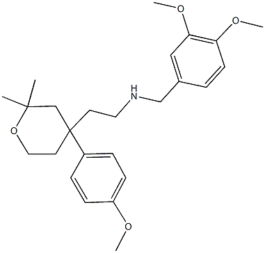 N-(3,4-dimethoxybenzyl)-2-[4-(4-methoxyphenyl)-2,2-dimethyltetrahydro-2H-pyran-4-yl]ethanamine Struktur